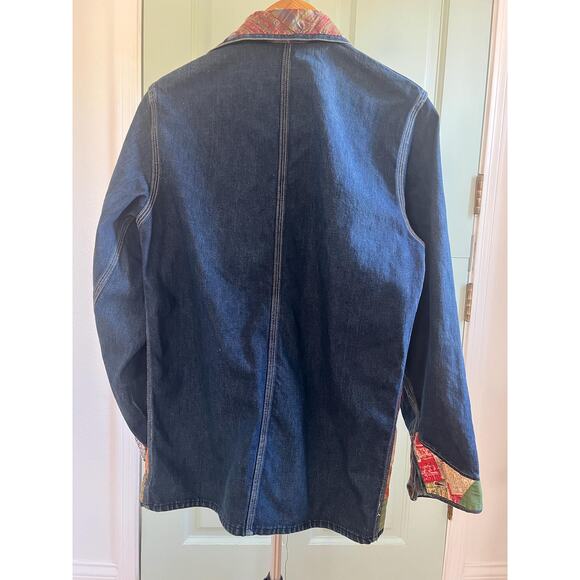 Vintage Denim Patchwork Jacket – Boho Quilted Utility Coat with Mixed Prints - Picture 5 of 10